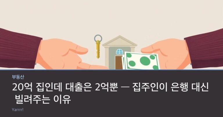 20억 집인데 대출은 2억뿐 — 집주인이 은행 대신 돈을 빌려주는 이유