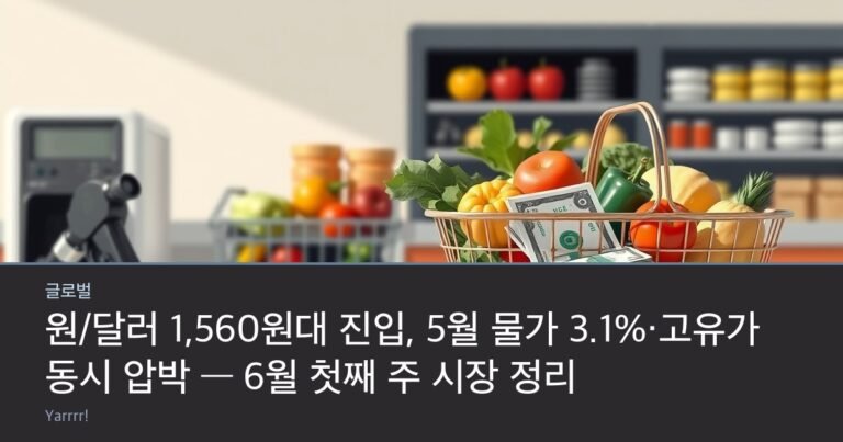 A fuel pump nozzle and a grocery basket filled with produce beside stacked banknotes on a bright counter