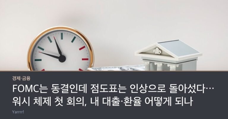 A percentage gauge dial next to stacked US dollar bills and a small bank building model on a bright desk