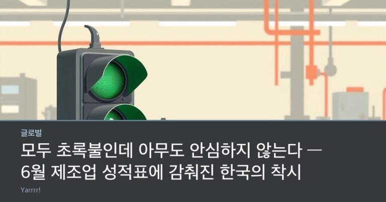 A large green traffic light beside a metal gear and a magnifying glass on a bright factory workbench