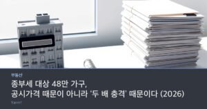 An apartment building model beside a calculator and a stack of document folders on a bright desk