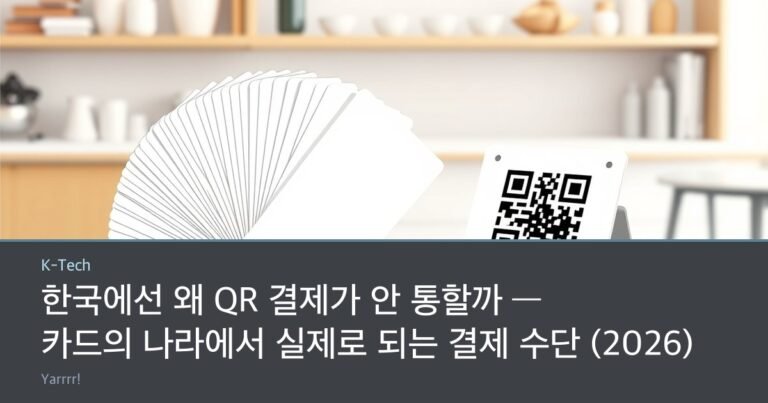A fan of blank unbranded plastic payment cards beside a small card reader terminal and an untouched QR code stand on a bright cafe counter