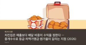 Two stacked fried chicken takeout boxes beside an open scooter delivery case and a small plain calculator on a bright counter