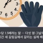 A round wall clock, a folded pair of work gloves, and a plate of small half-moon rice cakes on a bright wooden table
