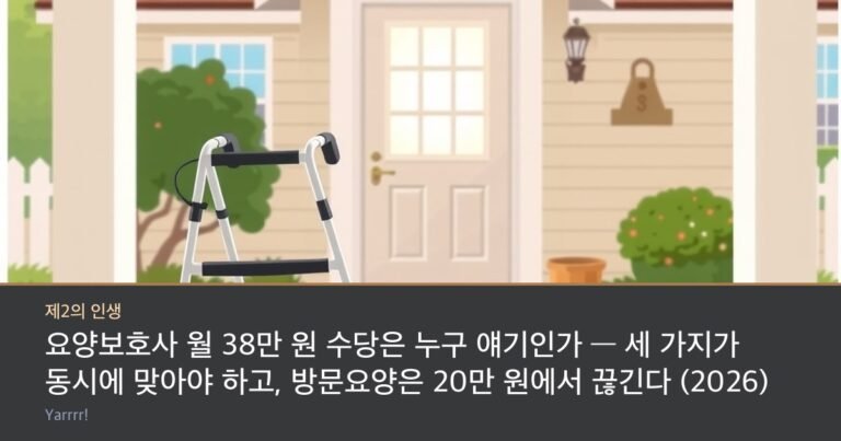 A folding walker, a blood pressure monitor, and slippers placed by the sunlit front door of a rural one-story house